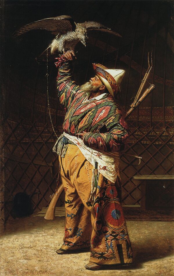 Богатый киргизский охотник с соколом, 1871. Василий Верещагин - Sputnik Кыргызстан