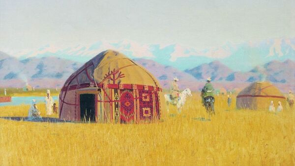 Чу дарыясындагы кыргыздардын турак жайы, 1869-1870. Василий Верещагин - Sputnik Кыргызстан