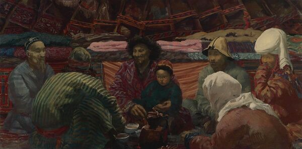 Под шатром киргиза, 1932. Александр Яковлев. Картина находится в частном собрании - Sputnik Кыргызстан