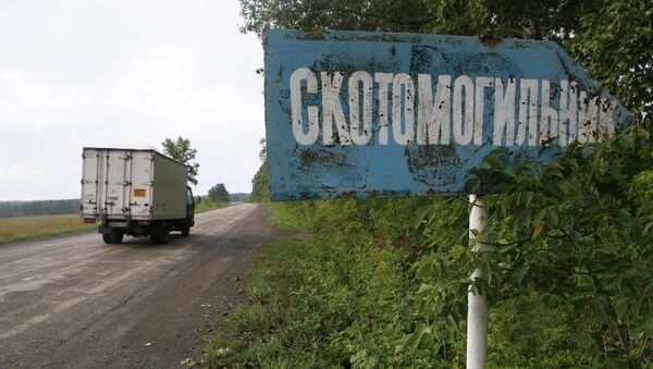 Указатель Скотомогильник на трассе. Архивное фото - Sputnik Кыргызстан