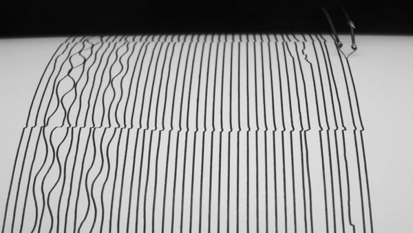 Аппарат сейсмограф показывает скачки землетрясения на бумаге. Архивное фото - Sputnik Кыргызстан