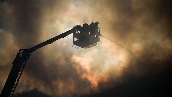 Сотрудники пожарной службы во время тушения возгорания. Архивное фото - Sputnik Кыргызстан
