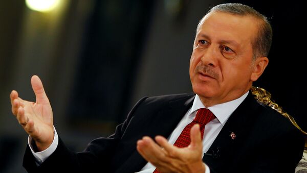 Президент Турции Тайип Эрдоган во время интервью. Архивное фото - Sputnik Кыргызстан