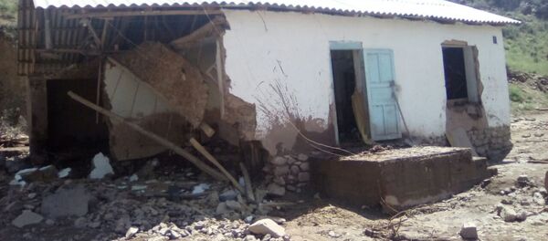 Последствия сильного дождя в селе Терек-Сай: были затоплены дворовые участки и сараи 10-15 жилых домов на улице Мурзабекова. Последствия сильного дождя в селе Терек-Сай: были затоплены дворовые участки и сараи 10-15 жилых домов на улице Мурзабекова. - Sputnik Кыргызстан