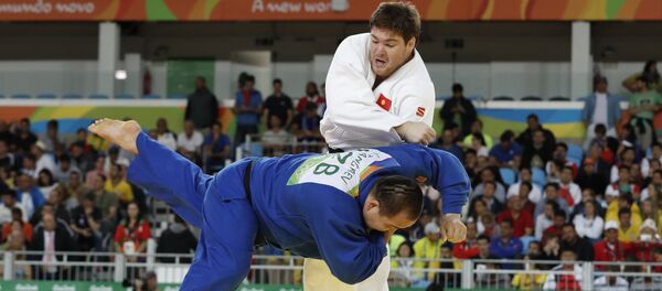 Кыргызстандын дзюдочу Юрий Краковецкий беттеш учурунда. Архив - Sputnik Кыргызстан