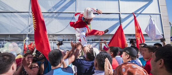 Встреча олимпийцев сборной Кыргызстана в аэропорту Манас из Рио - Sputnik Кыргызстан