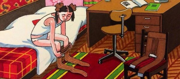 Картина Зои Черкасской В школу из серии посвященных советскому детству - Sputnik Кыргызстан