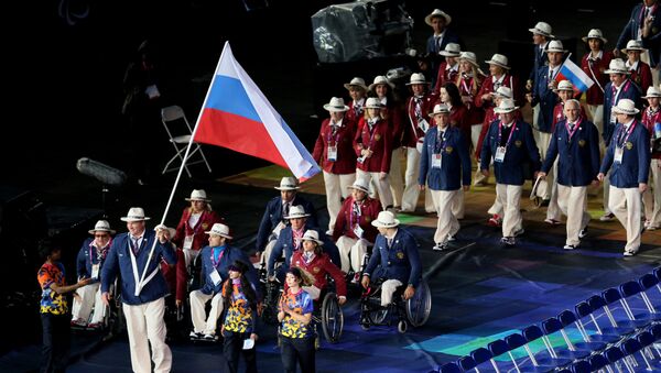 Паралимпийская сборная России на церемонии открытия ХIV летних Паралимпийских игр на Олимпийском стадионе в Лондоне. Архивное фото - Sputnik Кыргызстан