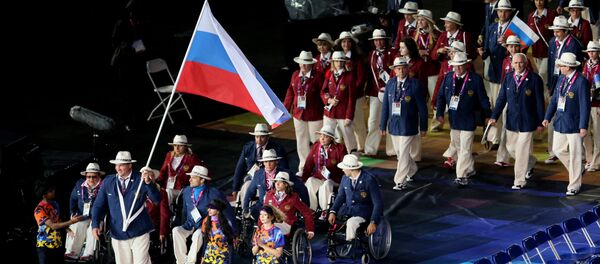 Паралимпийская сборная России на церемонии открытия ХIV летних Паралимпийских игр на Олимпийском стадионе в Лондоне. Архивное фото - Sputnik Кыргызстан