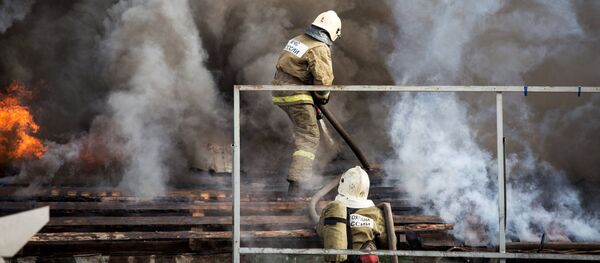 Сотрудники пожарно-спасательных подразделений МЧС на месте пожара. Архивное фото - Sputnik Кыргызстан