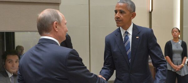 Президент РФ Владимир Путин и президент США Барак Обама во время встречи с в Ханчжоу. - Sputnik Кыргызстан