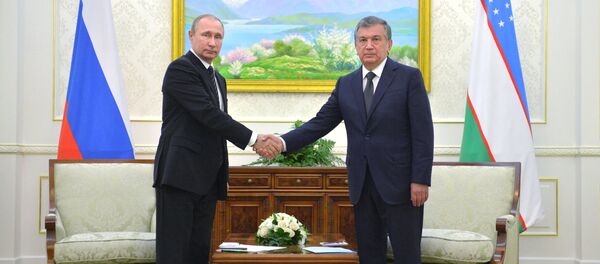 Президент РФ Владимир Путин (слева) и премьер-министр Узбекистана Шавкат Мирзиёев - Sputnik Кыргызстан