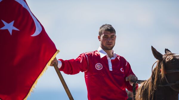 Спортсмен из Турции на Всемирных играх кочевников. Архивное фото - Sputnik Кыргызстан