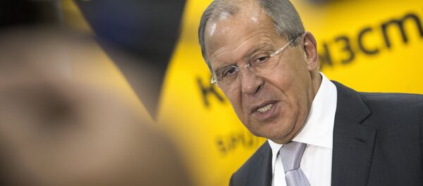 Министр иностранных дел России Сергей Лавров на церемонии открытия редакционного центра Sputnik Кыргызстан в Бишкеке. - Sputnik Кыргызстан
