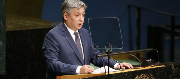 Кыргызстандын Тышкы иштер министри Эрлан Абдылдаев БУУнун Башкы ассамблеясынын 71-жыйынында сүйлөп аткан кезде - Sputnik Кыргызстан