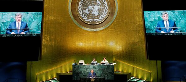 Кыргызстандын ТИМ жетекчиси Эрлан Абдылдаев Бириккен Улуттар Уюмунун Башкы ассамблеясынын 71-жыйынында Кыргызстандын ТИМ жетекчиси Эрлан Абдылдаев Бириккен Улуттар Уюмунун Башкы ассамблеясынын 71-жыйынында - Sputnik Кыргызстан