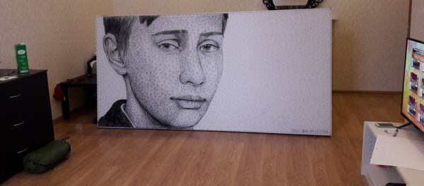 Изготовление портрета Владимира Путина в стиле String art кыргызским активистом Азаматом Жаналиевым - Sputnik Кыргызстан