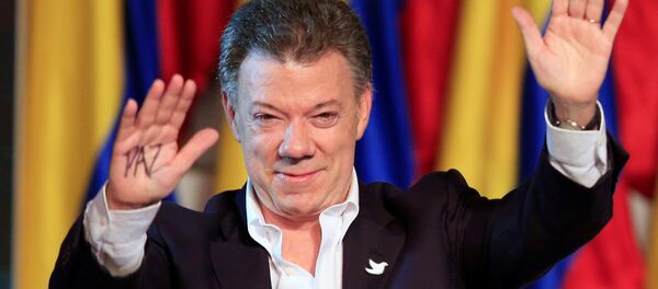 Колумбиянын президенти Хуан Мануэл Сантоско тынчтык үчүн нобель сыйлыгын ыйгаруу аземинде - Sputnik Кыргызстан