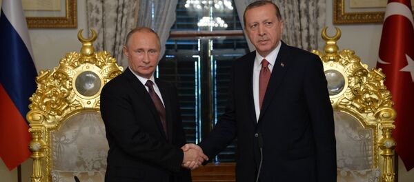 Президент РФ Владимир Путин и президент Турции Реджеп Тайип Эрдоган во время встречи в Стамбуле. - Sputnik Кыргызстан