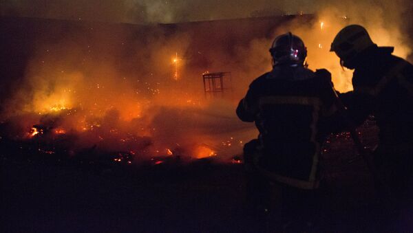 Сотрудники пожарной службы во время тушения огня. Архивное фото - Sputnik Кыргызстан