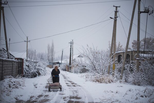 Снегопад в городе Бишкек - Sputnik Кыргызстан