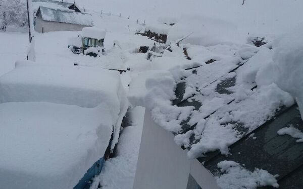 Слой выпавшего в долине снега составил больше метра. Проезд к внутрихозяйственным дорогам был заблокирован - Sputnik Кыргызстан