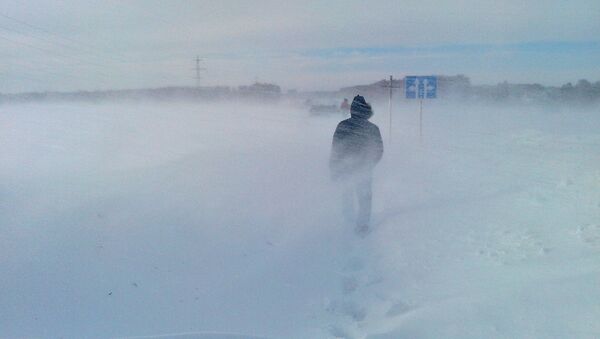 Прохожий во время снегопада. Архивнео фото - Sputnik Кыргызстан