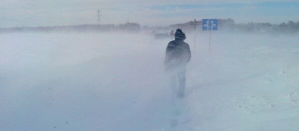 Мужчина идет во время сильного снегопада. Архивное фото Мужчина идет во время сильного снегопада. Архивное фото - Sputnik Кыргызстан