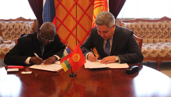 Посол КР Болот Отунбаев во время подписания соглашения об установлении дипломатических отношений между Кыргызстаном и Центральноафриканской Республикой - Sputnik Кыргызстан