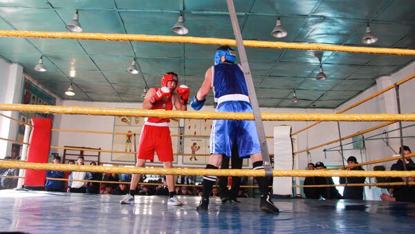 Боксеры на турнире в Караколе посвященный памяти выдающегося спортсмена, мастера спорта Абдурасула Ушамиева - Sputnik Кыргызстан