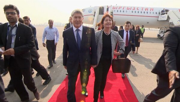 Сумятица с цветами и крепкие рукопожатия — прибытие Атамбаева в Индию - Sputnik Кыргызстан