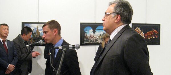 Посол России в Турции Андрей Карлов во время открытия фотовыставки в Анкаре - Sputnik Кыргызстан