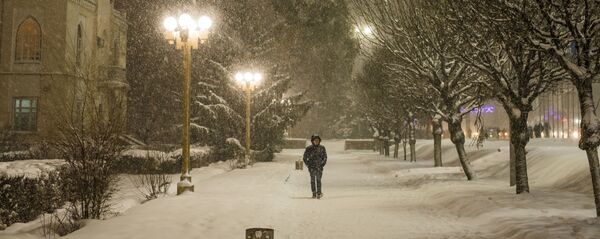 Кар учурунда көчөдө бараткан адам. Архив - Sputnik Кыргызстан