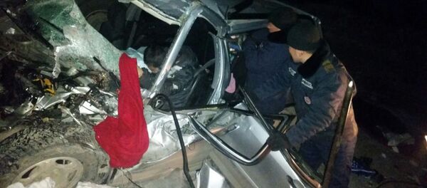 Столкновение грузовика и легкового автомобиля на автотрассе Бишкек — Ош - Sputnik Кыргызстан