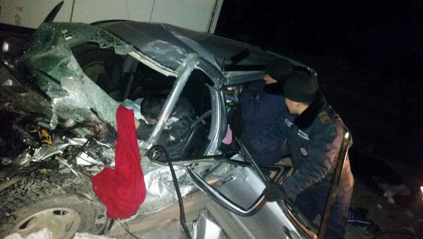 Столкновение грузовика и легкового автомобиля на автотрассе Бишкек — Ош - Sputnik Кыргызстан