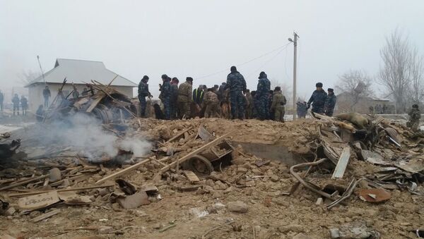 Сотрудники МЧС на месте авиакрушения самолета Boeing-747 в селе Дача-Суу недалеко от аэропорта Манас - Sputnik Кыргызстан