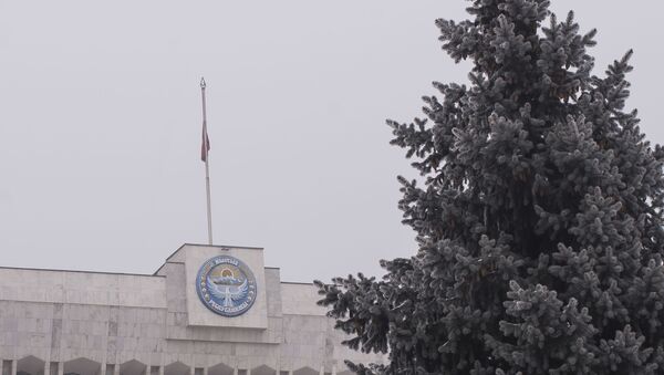 Приспущенный флаг Кыргызстана на здании Белого дома в день траура по погибшим в авиакатастрофе недалеко от аэропорта Манас - Sputnik Кыргызстан