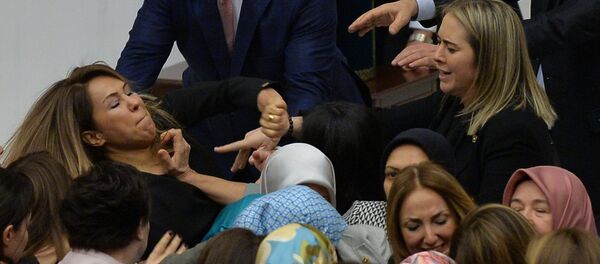 Женская драка во время обсуждения конституционной реформы в парламенте Турции - Sputnik Кыргызстан