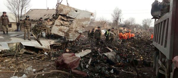 Сбор и вывоз обломков на месте крушения Boeing 747 в селе Дача СУ - Sputnik Кыргызстан