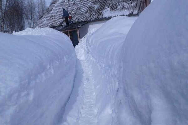 В Чаткальском районе Джалал-Абадской области уже пятый день идет снег. - Sputnik Кыргызстан