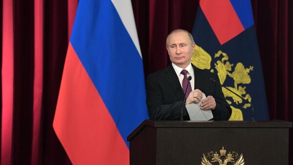 Президент РФ В. Путин принял участие в расширенном заседании коллегии МВД России - Sputnik Кыргызстан