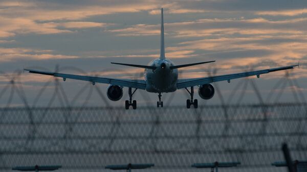 Самолет заходит на посадку в аэропорт. Архивное фото - Sputnik Кыргызстан