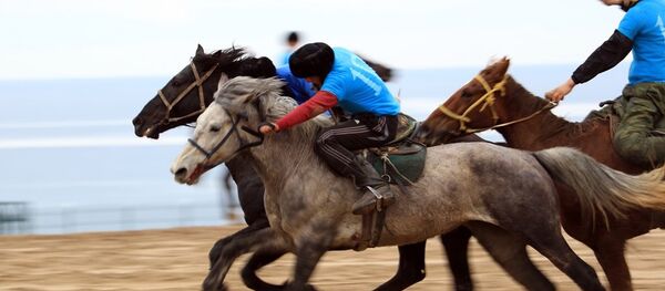 Чолпон-Ата шаарындагы ат майданында өтүп жаткан ат оюндарынын байгесине жети унаа коюлду - Sputnik Кыргызстан