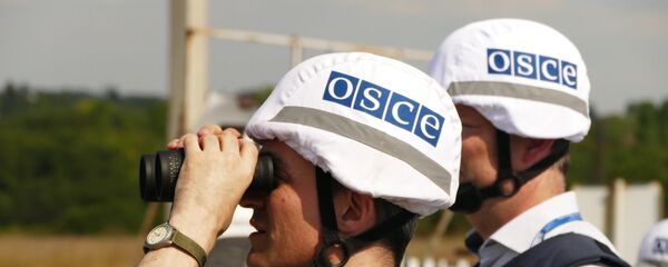 Представители инспекции ОБСЕ осматривают территорию Донецкой фильтровальной станции, которая находится на линии соприкосновения в Донбассе между городами Ясиноватая и Авдеевка, в районе которой зафиксировано большое количество обстрелов украинскими силовиками. - Sputnik Кыргызстан