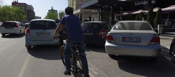 Бишкектеги велосипед үчүн бөлүнгөн жолду айдоочулар басып алган - Sputnik Кыргызстан