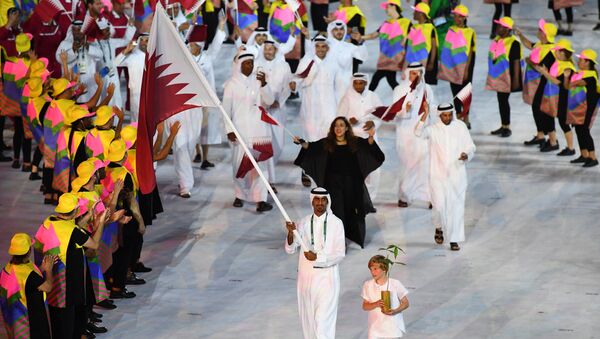 Спортсмены из Катара на открытии олимпийских игр в Рио-Де-Жанейро. Архивное фото - Sputnik Кыргызстан