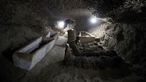 Египеттик археологдор Минья провинциясынын Туна-эль-Габаль аймагындагы жер алдындагы күмбөздөн 17 мумия табышты - Sputnik Кыргызстан