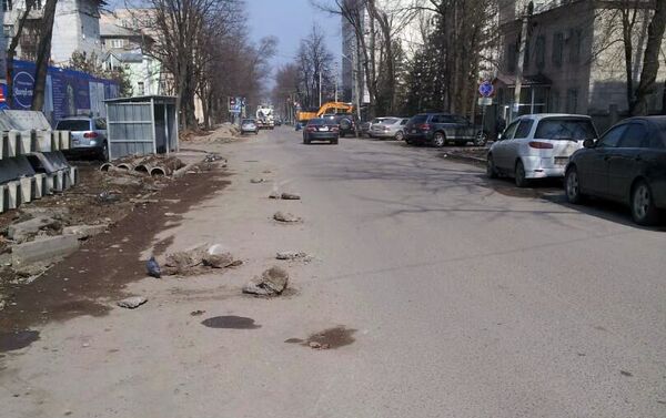 10 марта в 21.45 он ехал на своей машине по улице Панфилова в северном направлении, когда одно из колес лопнуло из-за крупных камней, валяющихся на дороге - Sputnik Кыргызстан
