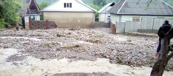 Аксы районунун Авлетим айыл аймагындагы Терек-Сай айылында катуу жааган жамгырдан улам сел жүрүп турак жайларды каптаган - Sputnik Кыргызстан