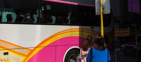 Пассажиры у туристического автобуса в Китае. Архивное фото - Sputnik Кыргызстан